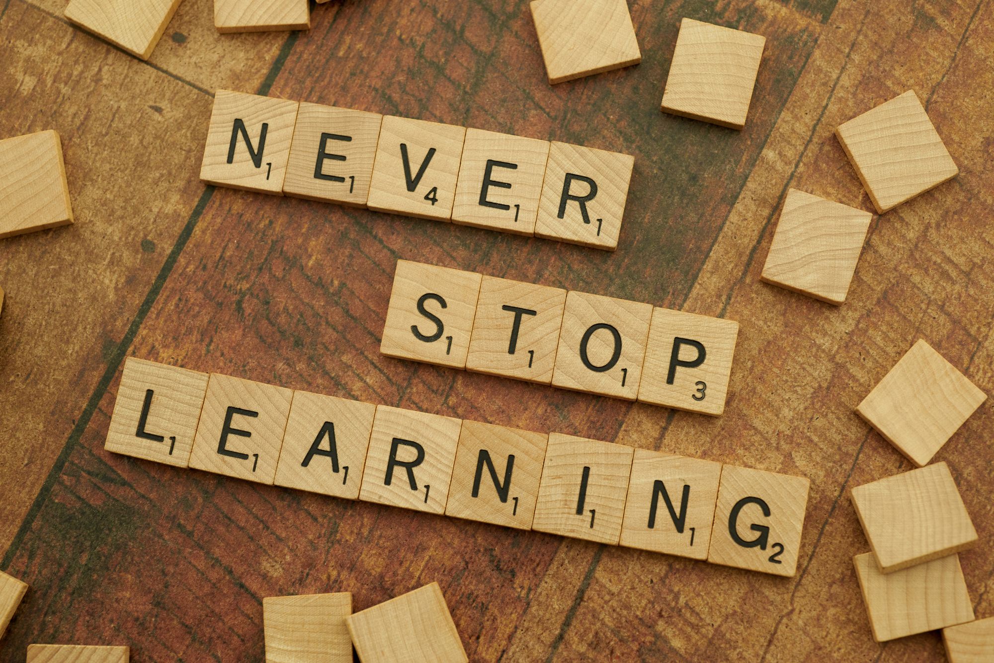 Word Letters Free Stock Image, never stop learning spelled out